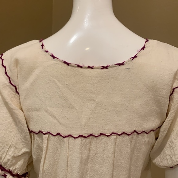 Mexican Embroidered Floral White Dress Unsized Fits XS Petite - Picture 10 of 14